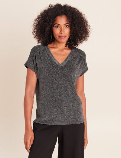 T-shirt manches courtes gris argent femme