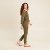 Combinaison pantalon zippée vert olive femme
