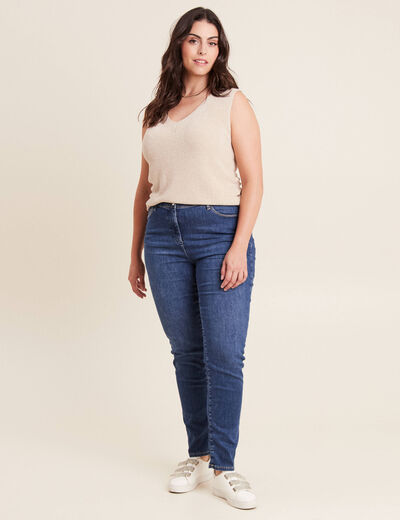 Jean magique ajusté taille standard denim double stone femme