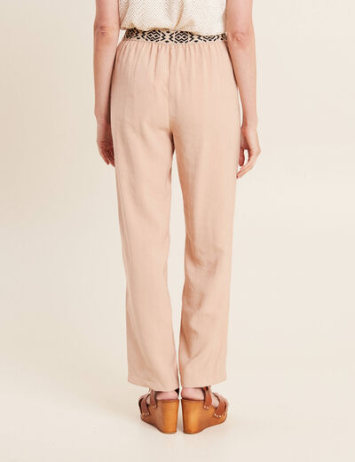 Pantalon large fluide beige femme