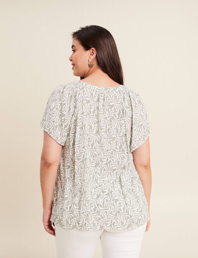 Blouse manches courtes vert kaki femme