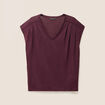 T-shirt col v manches courtes en lin prune femme