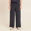Pantalon large taille haute bleu foncé femme