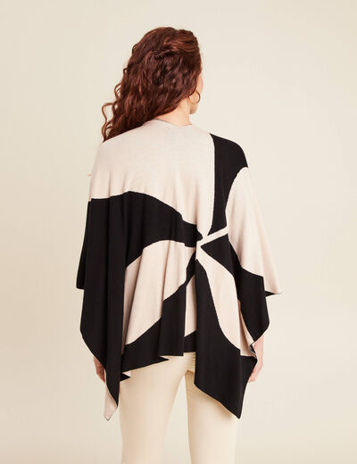 Poncho réversible ecru femme