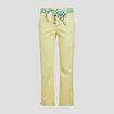 Pantalon droit avec ceinture jaune clair femme