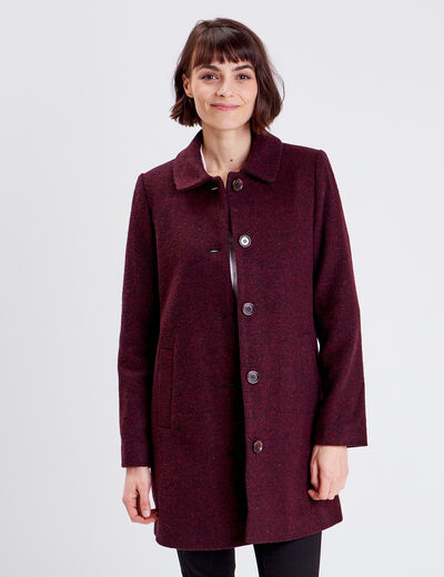 Manteau évasé boutonné noir femme