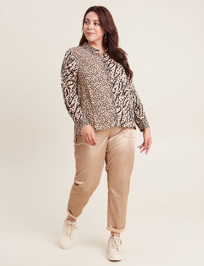 Chemise manches longues beige femme