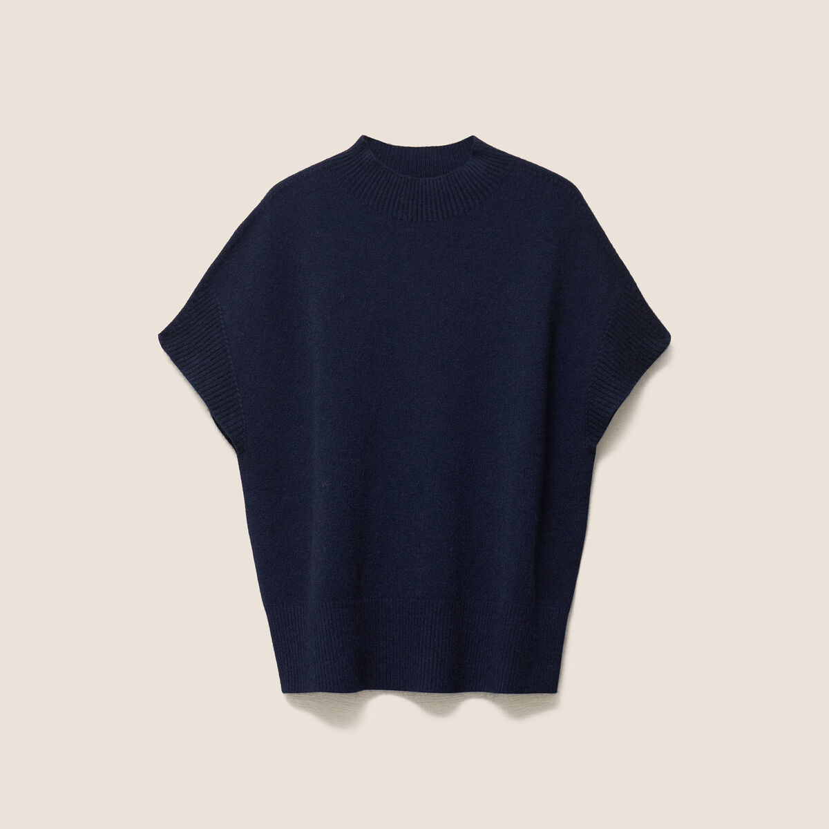 Pull col montant bleu marine femme