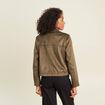 Veste ample col montant doubl&eacute;e vert kaki femme