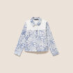 Veste bi-mati&egrave;re jacquard bleu femme