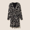 Robe courte &eacute;vas&eacute;e col v manches longues noir femme