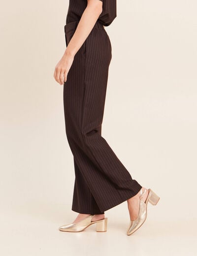 Pantalon large 7/8&egrave;me marron femme