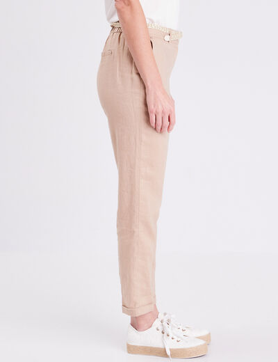 Pantalon flou ceinturé sable femme