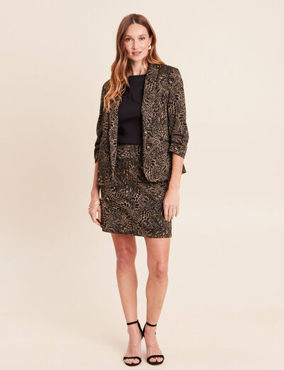 Veste cintr&eacute;e manches 3/4 col ch&acirc;le vert kaki femme