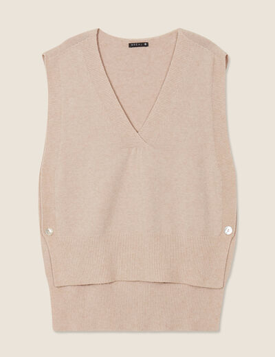 Pull sans manches creme femme