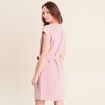 Robe courte ceintur&eacute;e col tunisien rose femme