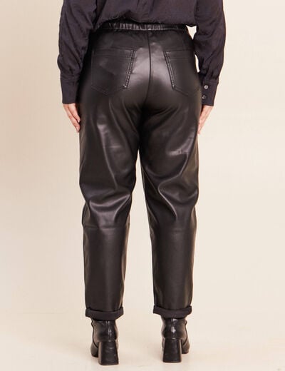 Pantalon coupe mom simili cuir noir femme