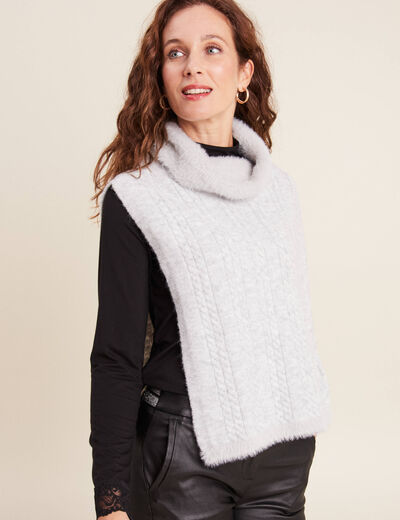 Col roulé à torsades gris clair femme