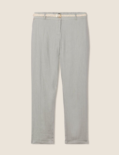 Pantalon flou ceinturé vert clair femme