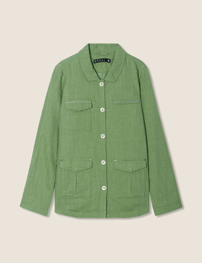 Veste droite boutonnée vert femme