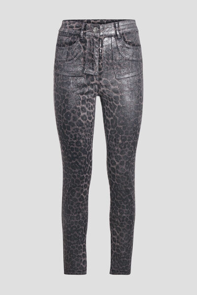 Pantalon ajusté taille haute gris foncé femme
