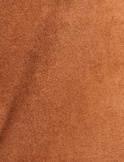 Blouson suédine boutonné camel femme