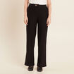 Pantalon tricot large noir femme