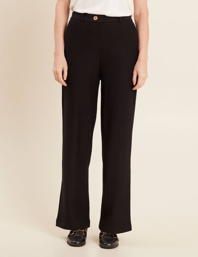 Pantalon tricot large noir femme