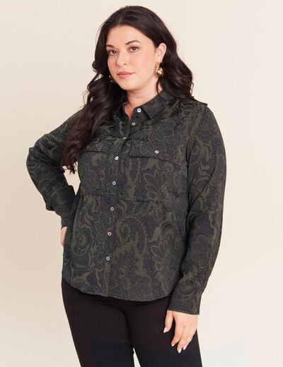 Chemise manches longues vert femme