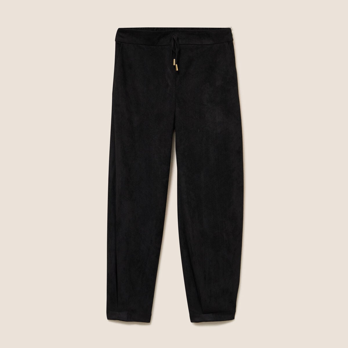 Pantalon barrel bas resserr&eacute; noir femme
