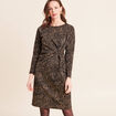 Robe ajust&eacute;e courte en maille col rond vert kaki femme
