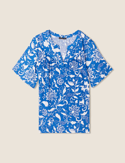 T-shirt manches courtes bleu femme