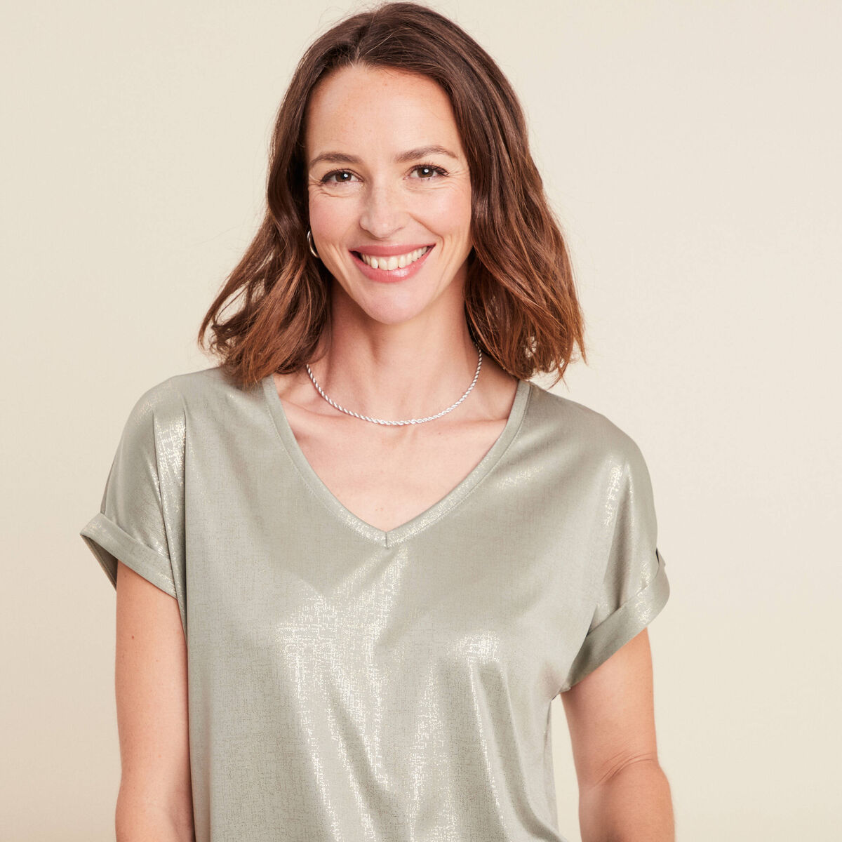 T-shirt manches courtes vert clair femme
