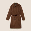 Trench cintr&eacute; long aspect daim marron femme