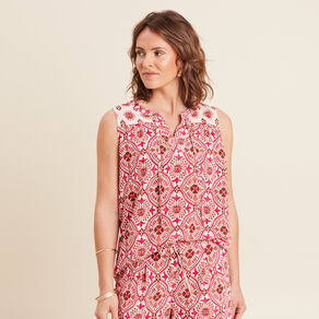 blouse fluide sans manches rose femme Blouse fluide sans manches rose femme