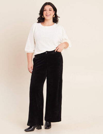 Pantalon en velours noir femme