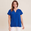 Blouse manches courtes bleu electrique femme