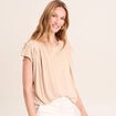 T-shirt droit col rond manches courtes sable femme