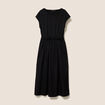 Robe longue évasée bi-matière noir femme
