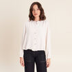 Chemise ample effet boule doubl&eacute;e ivoire femme