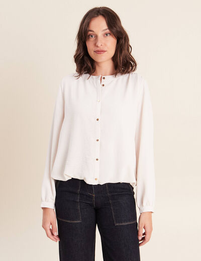 Chemise ample effet boule doubl&eacute;e ivoire femme
