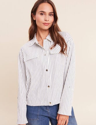 Chemise fluide manches longues bleu femme