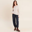 Pull droit col rond manches longues beige femme