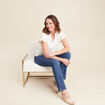 T-shirt col tunisien manches courtes blanc femme