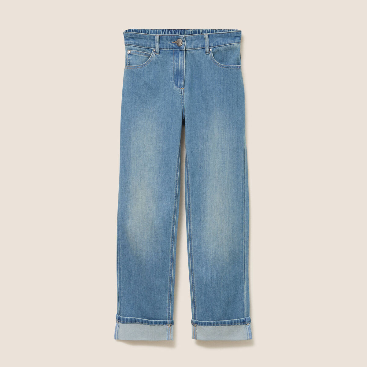 Jean coupe mom 7/8&egrave;me denim double stone femme