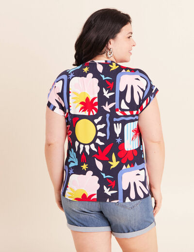 T-shirt manches courtes multicolore femme