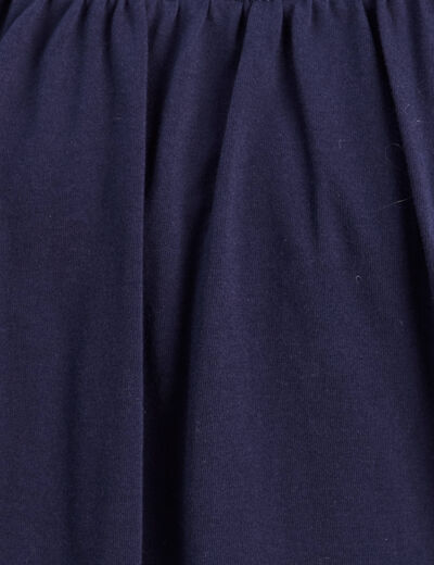 Blouse col tunisien manches longues bleu marine femme