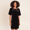Robe droite courte manches coudes noir femme