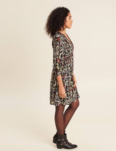 Robe évasée fluide noir femme