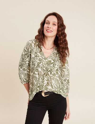 Blouse manches 3/4 ecru femme
